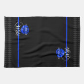 警察妻シンブルーラインバラ名前をカスタムする キッチンタオル (横)