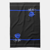 警察妻シンブルーラインバラ名前をカスタムする キッチンタオル (縦)