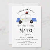 警察子供の誕生日パーティーミニマル 招待状 (正面)