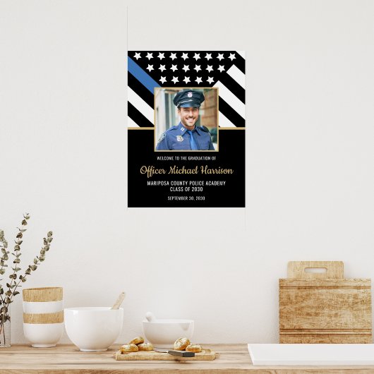 警察学校の卒業党旗の写真ようこそ ポスター (キッチン)