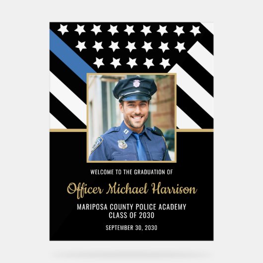 警察学校の卒業党旗の写真 アクリルサイン (正面)