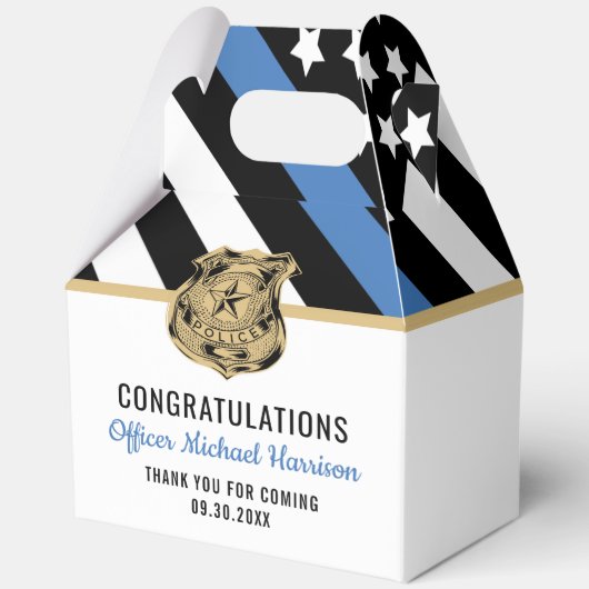 警察学校の卒業式の細いブルーライン国旗 フェイバーボックス (正面)