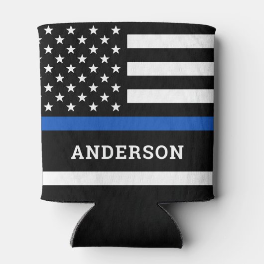 警察学校の卒業式の細いブルーライン 缶クーラー (裏面)