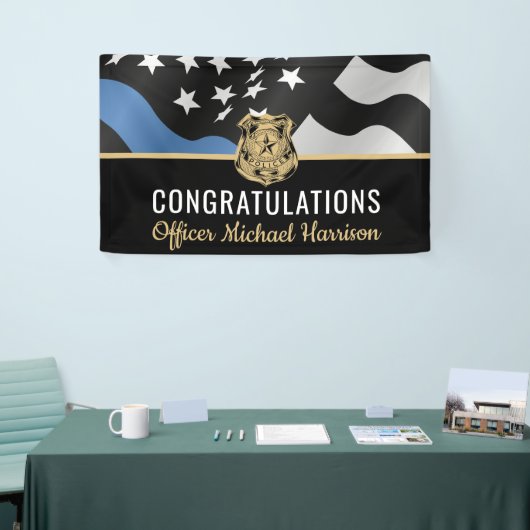 警察学校の卒業式パーティーおめでとう 横断幕 (トレードショー)