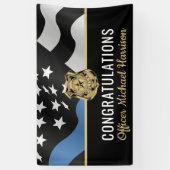 警察学校の卒業式パーティーおめでとう 横断幕 (縦)