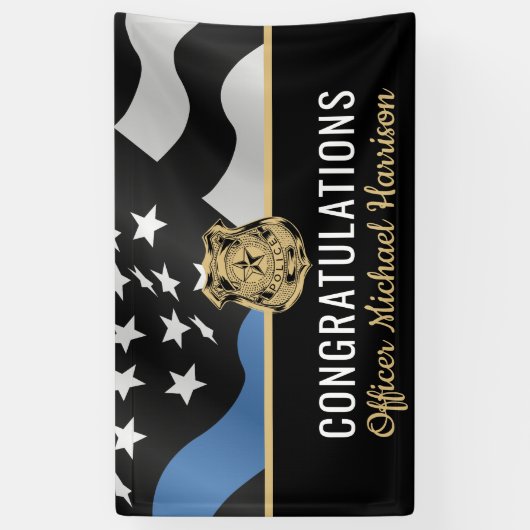 警察学校の卒業式パーティーおめでとう 横断幕 (縦)