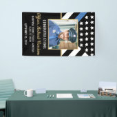 警察学校の卒業式パーティーのブルーライン写真 横断幕 (トレードショー)