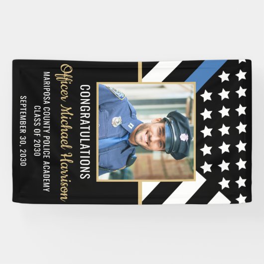 警察学校の卒業式パーティーのブルーライン写真 横断幕 (横)