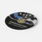 警察学校の卒業青い線旗 ペーパープレート (アングル)