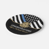 警察学校の卒業青線のお祝い ペーパープレート (アングル)