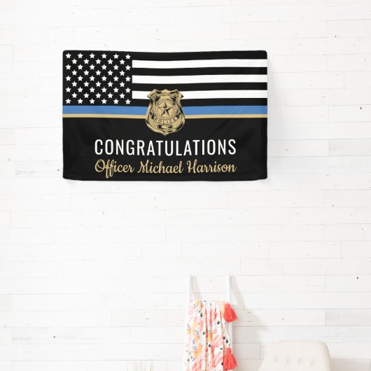 警察学校の卒業青線のお祝い 横断幕 (インサイチュ)