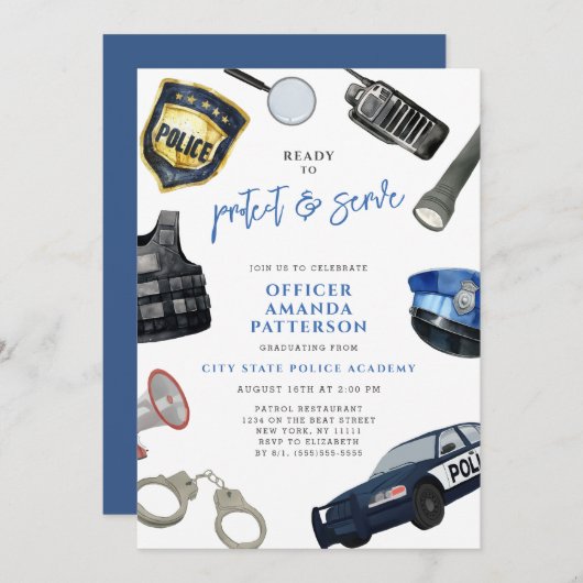 警察学校の卒業 招待状 (正面/裏面)