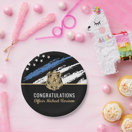 警察学校の国旗の卒業式 ペーパープレート (パーティー)