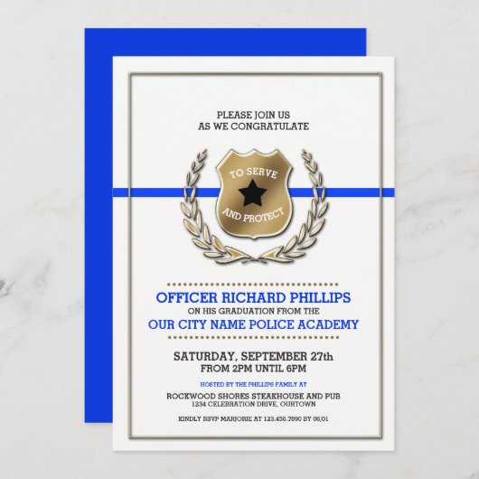 警察学校卒業パーティー 招待状 (正面/裏面)