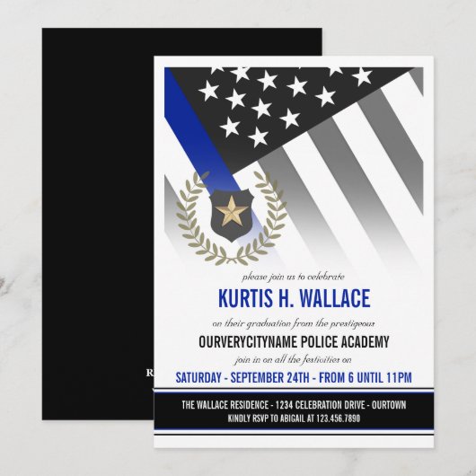 警察学校卒業パーティー 招待状 (正面/裏面)