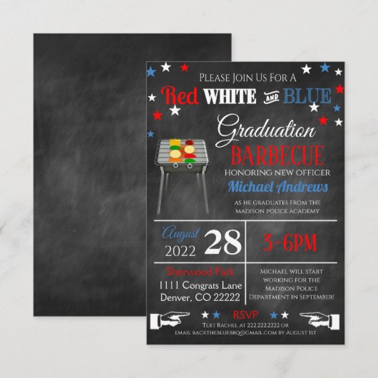 警察学校卒業招待状  招待状 (正面/裏面)