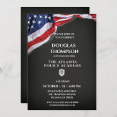 警察学院卒業アメリカ国旗招待状 招待状 (正面/裏面)