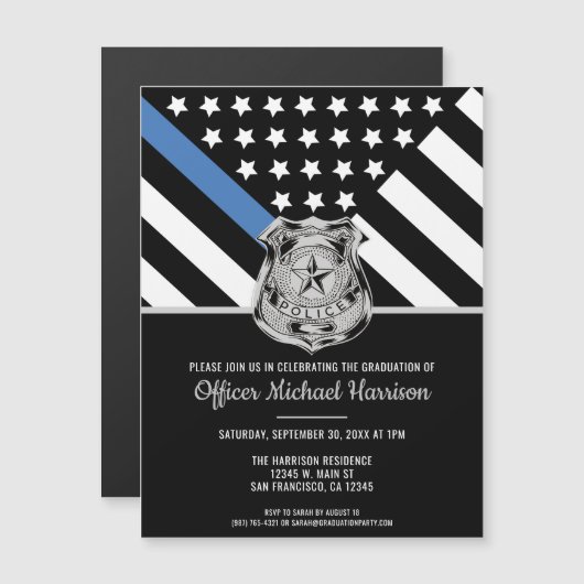 警察学院法執行卒業会 マグネット招待状 (正面/裏面)
