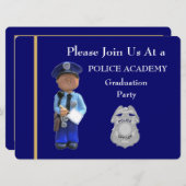警察学院白人男性卒業招待状 招待状 (正面/裏面)