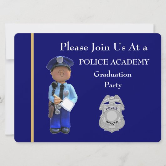 警察学院白人男性卒業招待状 招待状 (正面)