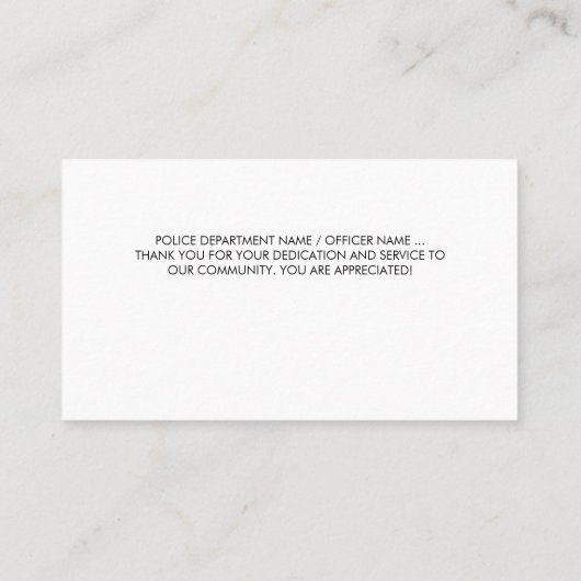 警察官ありがとう薄い青い線のフラグハート 名刺 (裏面)