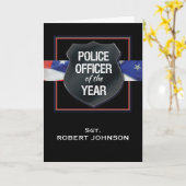 警察官おめでとう名前をカスタムする カード (黄色い花)