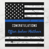 警察官おめでとう細い青い線の旗 ワインラベル (シングルラベル)