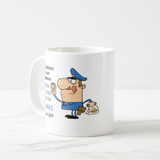 警察官おもしろいの引退マグパーソナライズされた コーヒーマグカップ (正面左)