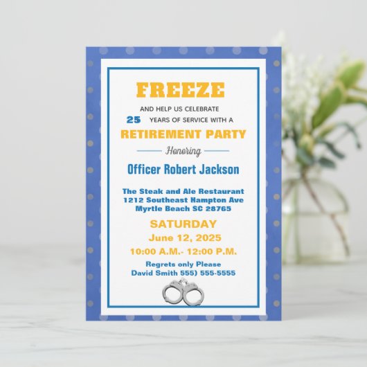 警察官おもしろいの退職パーティーの凍結 招待状 (スタンド正面)