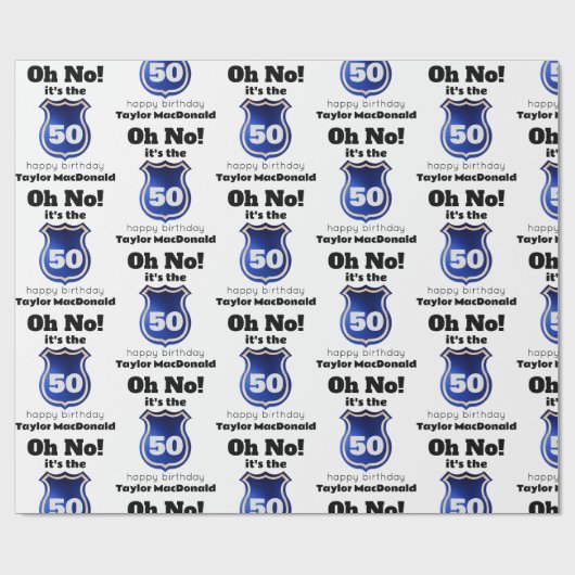 警察官おもしろいバッジ50誕生日 ラッピングペーパー (フラット)