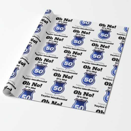 警察官おもしろいバッジ50誕生日 ラッピングペーパー (アンロールド)