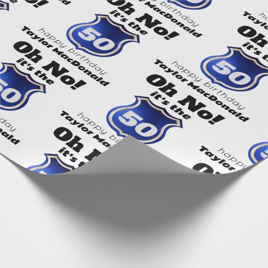 警察官おもしろいバッジ50誕生日 ラッピングペーパー (角)