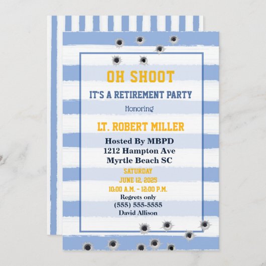 警察官おもしろい退職パーティの招待状 招待状 (正面/裏面)