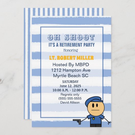 警察官おもしろい退職パーティの招待状 招待状 (正面/裏面)