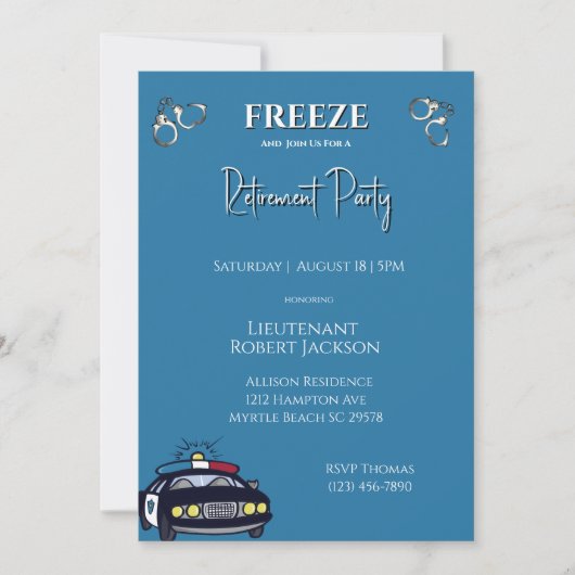 警察官おもしろい退職招待状 招待状 (正面)