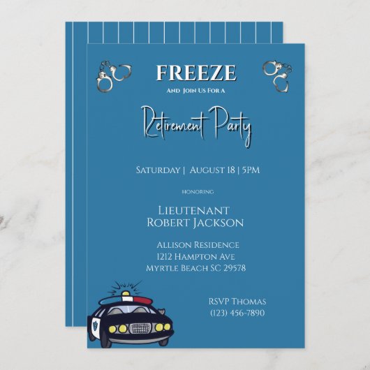 警察官おもしろい退職招待状 招待状 (正面/裏面)