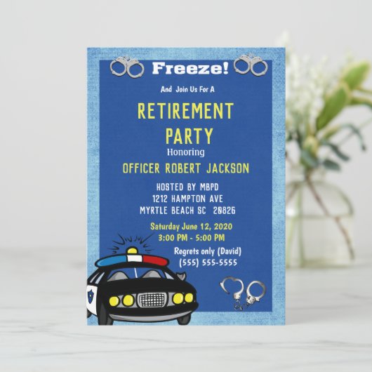 警察官おもしろい退職招待状 招待状 (スタンド正面)