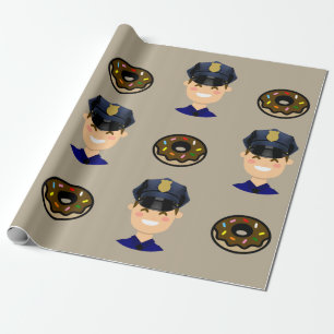 警察官およびドーナツ ラッピングペーパー