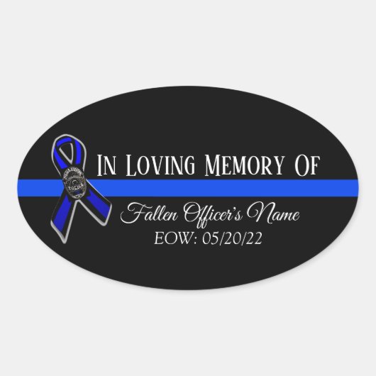 警察官が警察を支援する思落ちたい出を愛して 楕円形シール (正面)