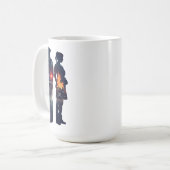 警察官と看護師のカップルのシルエット コーヒーマグカップ (正面左)