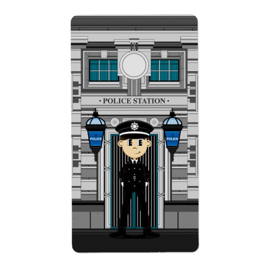 警察官と警察署のステッカー ラベル (正面)