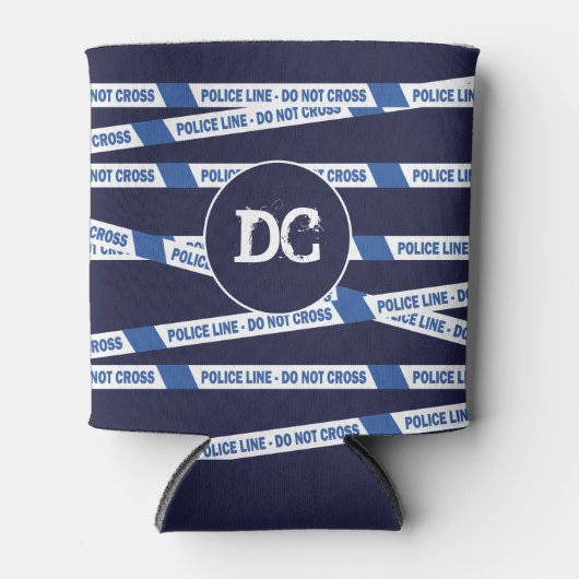 警察官のおもしろい犯罪現場がテープを横切らない 缶クーラー (正面)