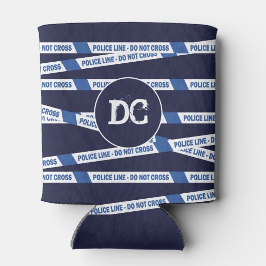 警察官のおもしろい犯罪現場がテープを横切らない 缶クーラー (裏面)