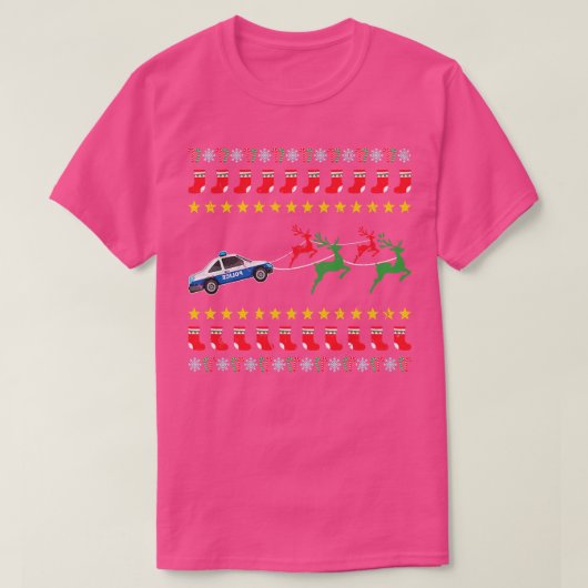 警察官のための醜いクリスマスセーター Tシャツ (デザイン正面)