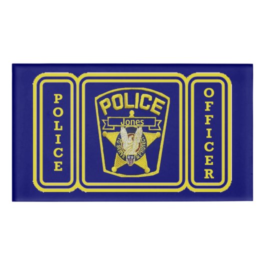 警察官のアクリル再利用可能な名前タグ 名札 (正面)