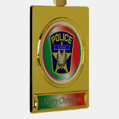 警察官のカスタムクリスマス飾り ゴールドプレートバナーオーナメント (右)