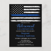 警察官のカスタムシンプルブルーライン退職 案内ポストカード (正面)