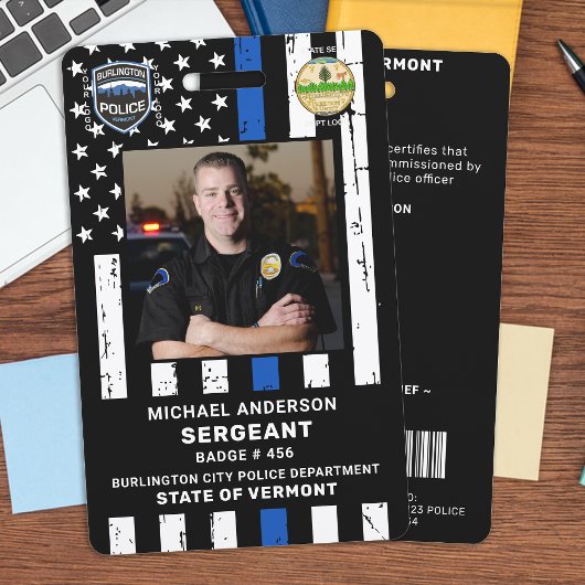 警察官のカスタム写真ロゴバーコードID バッジ