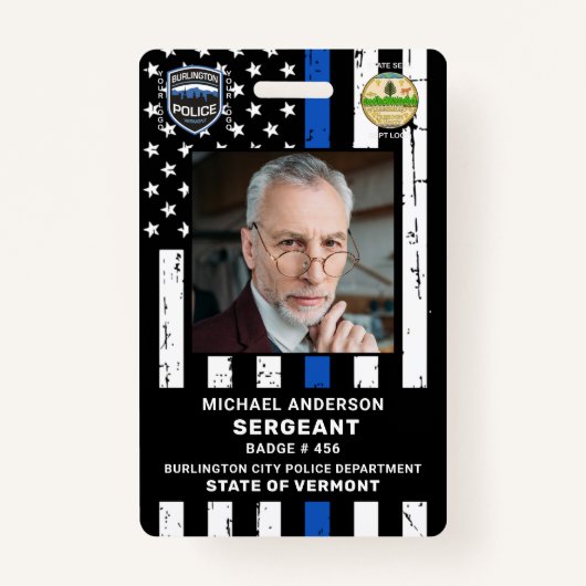 警察官のカスタム写真ロゴ部署ID バッジ (正面)