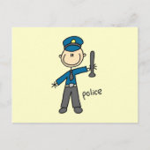 警察官のスティックスフィギュア ポストカード (正面)
